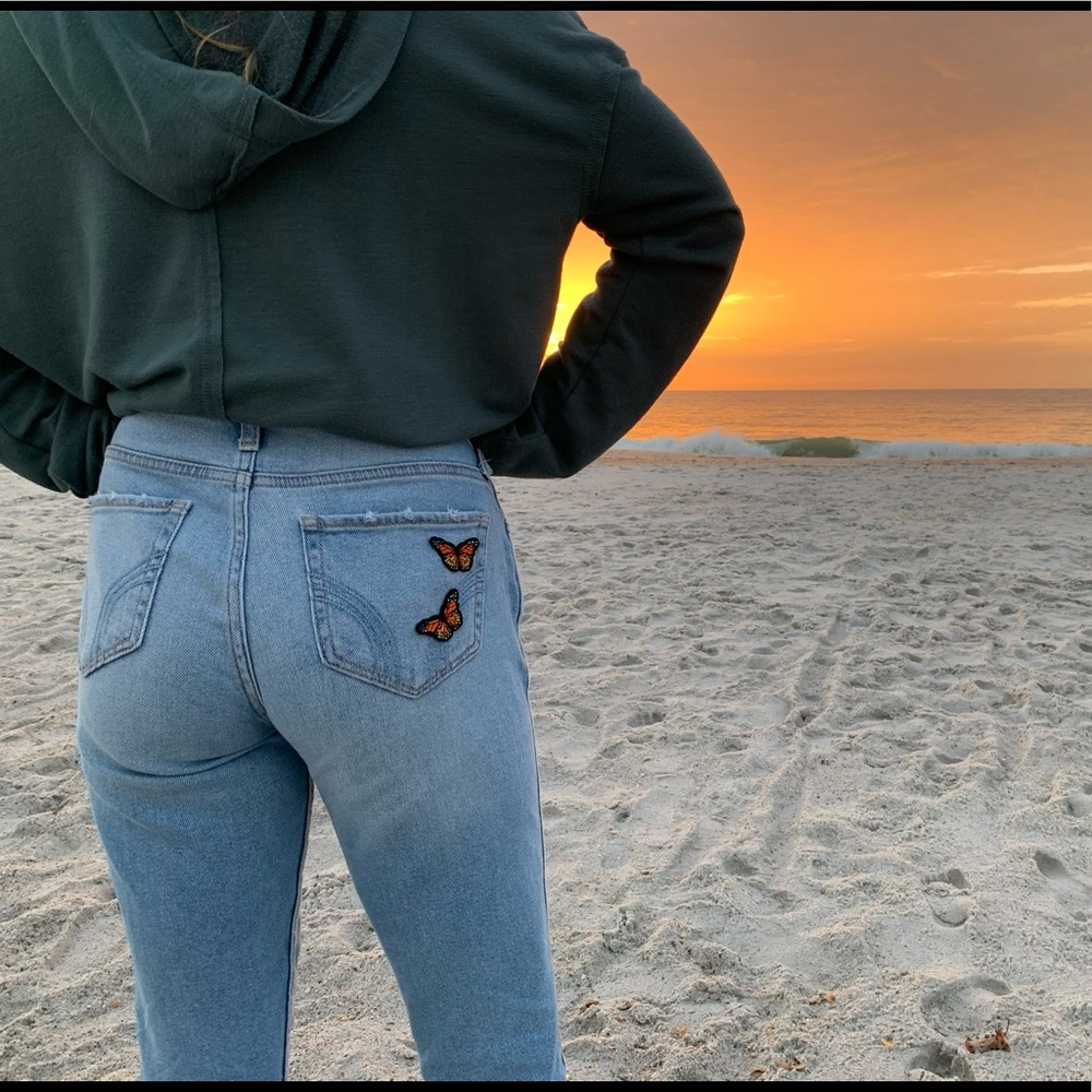 Hollister jeans with butterfly patches
